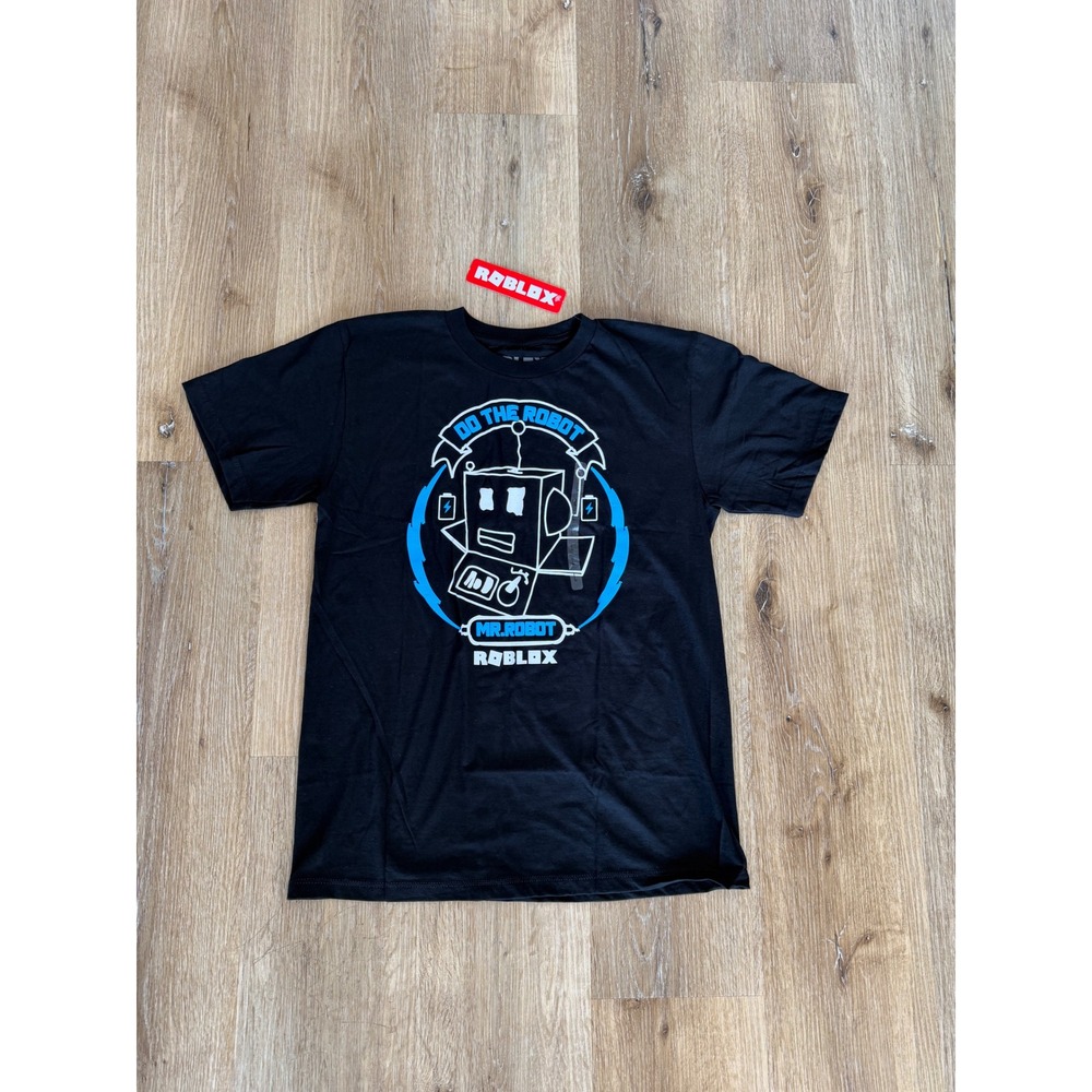 Roblox Mr Robot Do The Robot Black Graphic T-Shirt Kids Large L Short Sleeve New